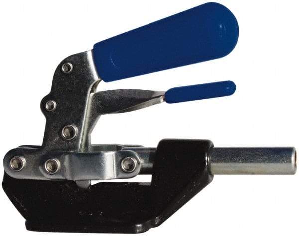 Gibraltar - 600 Lb Load Capacity, Flanged Base, Carbon Steel, Standard Straight Line Action Clamp - 4 Mounting Holes, 0.27" Mounting Hole Diam, 0.44" Plunger Diam, Straight Handle - Apex Tool & Supply