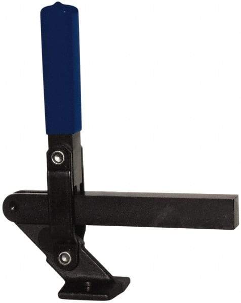Gibraltar - 1,000 Lb Holding Capacity, Vertical Handle, Manual Hold Down Toggle Clamp - 177° Handle Movement, 180° Bar Opening, Solid Bar, Flanged Base, Electro-Plated Zinc, Carbon Steel - Apex Tool & Supply