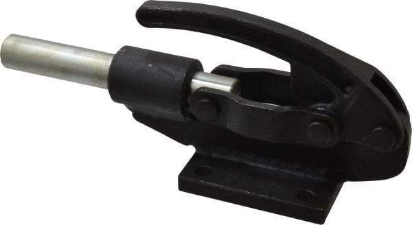 Gibraltar - 16,000 Lb Load Capacity, Flanged Base, Carbon Steel, Standard Straight Line Action Clamp - 4 Mounting Holes, 0.41" Mounting Hole Diam, 0.99" Plunger Diam, Straight Handle - Apex Tool & Supply