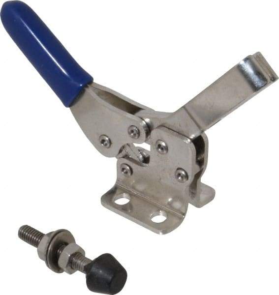 Gibraltar - 150 Lb Holding Capacity, Horizontal Handle, Manual Hold Down Toggle Clamp - 60° Handle Movement, 90° Bar Opening, U-Bar, Flanged Base, Electro-Plated Zinc, Stainless Steel - Apex Tool & Supply