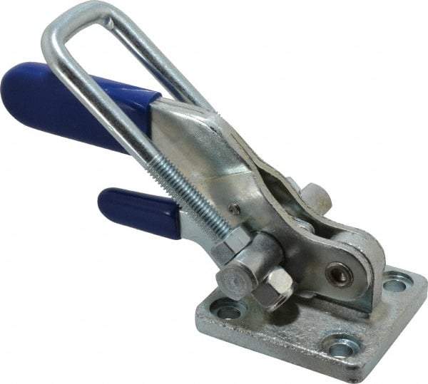 Gibraltar - 4,000 Lb Capacity, Horizontal, U Hook, Flanged Base, Carbon Steel Pull Action Latch Clamp - 3-1/2" Drawing Movement, 10.19" OAL, Threaded U Hook, Straight Handle - Apex Tool & Supply