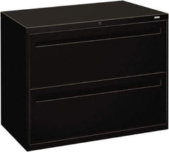 Hon - 36" Wide x 28-3/8" High x 19-1/4" Deep, 2 Drawer Lateral File - Steel, Black - Apex Tool & Supply