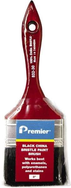 Premier Paint Roller - 3" Flat China Bristle General Purpose Paint Brush - 2-1/4" Bristle Length, 6-1/4" Wood Beavertail Handle - Apex Tool & Supply
