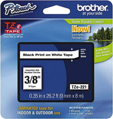Brother - 3/8" Wide x 314.4" Long, White Plastic/Paper Tape Cassette - For Label Maker - Apex Tool & Supply