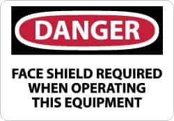 NMC - "Danger - Face Shield Required When Operating This Equipment", 10" Long x 14" Wide, Pressure-Sensitive Vinyl Safety Sign - Rectangle, 0.004" Thick, Use for Accident Prevention - Apex Tool & Supply