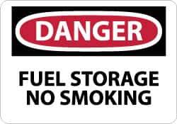 NMC - "Danger - Fuel Storage - No Smoking", 7" Long x 10" Wide, Rigid Plastic Safety Sign - Rectangle, 0.05" Thick, Use for Accident Prevention - Apex Tool & Supply