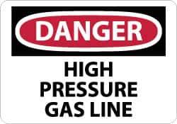 NMC - "Danger - High Pressure Gas Line", 10" Long x 14" Wide, Aluminum Safety Sign - Rectangle, 0.04" Thick, Use for Hazardous Materials - Apex Tool & Supply