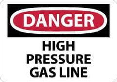 NMC - "Danger - High Pressure Gas Line", 10" Long x 14" Wide, Rigid Plastic Safety Sign - Rectangle, 0.05" Thick, Use for Hazardous Materials - Apex Tool & Supply