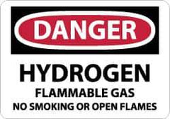 NMC - "Danger - Hydrogen - Flammable Gas - No Smoking or Open Flames", 10" Long x 14" Wide, Aluminum Safety Sign - Rectangle, 0.04" Thick, Use for Accident Prevention - Apex Tool & Supply