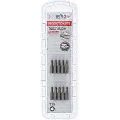 Wiha - 1/4" Drive T15 Torx Screwdriver Bit - 1" OAL, Insert Bit - Apex Tool & Supply