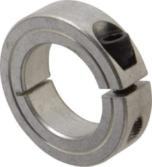 Climax Metal Products - 1-1/8" Bore, Aluminum, One Piece Clamping Shaft Collar - 1-7/8" Outside Diam, 1/2" Wide - Apex Tool & Supply