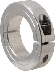 Climax Metal Products - 1-3/8" Bore, Aluminum, One Piece Clamping Shaft Collar - 2-1/4" Outside Diam, 9/16" Wide - Apex Tool & Supply