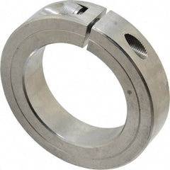 Climax Metal Products - 1-1/2" Bore, Stainless Steel, One Piece One Piece Split Shaft Collar - 2-3/8" Outside Diam, 9/16" Wide - Apex Tool & Supply
