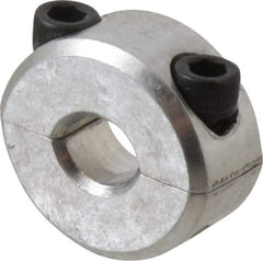 Climax Metal Products - 1/4" Bore, Aluminum, Two Piece Two Piece Split Shaft Collar - 11/16" Outside Diam, 5/16" Wide - Apex Tool & Supply