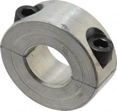 Climax Metal Products - 7/16" Bore, Aluminum, Two Piece Two Piece Split Shaft Collar - 15/16" Outside Diam, 3/8" Wide - Apex Tool & Supply