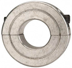 Climax Metal Products - 11/16" Bore, Aluminum, Two Piece Two Piece Split Shaft Collar - 1-1/2" Outside Diam, 1/2" Wide - Apex Tool & Supply