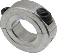 Climax Metal Products - 13/16" Bore, Aluminum, Two Piece Two Piece Split Shaft Collar - 1-5/8" Outside Diam, 1/2" Wide - Apex Tool & Supply