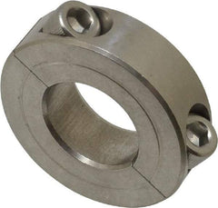 Climax Metal Products - 13/16" Bore, Stainless Steel, Two Piece Two Piece Split Shaft Collar - 1-5/8" Outside Diam, 1/2" Wide - Apex Tool & Supply