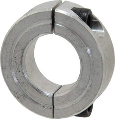 Climax Metal Products - 7/8" Bore, Aluminum, Two Piece Two Piece Split Shaft Collar - 1-5/8" Outside Diam, 1/2" Wide - Apex Tool & Supply