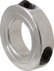 Climax Metal Products - 1-1/16" Bore, Aluminum, Two Piece Two Piece Split Shaft Collar - 1-7/8" Outside Diam, 1/2" Wide - Apex Tool & Supply