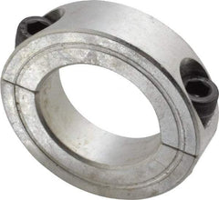 Climax Metal Products - 1-1/8" Bore, Aluminum, Two Piece Two Piece Split Shaft Collar - 1-7/8" Outside Diam, 1/2" Wide - Apex Tool & Supply