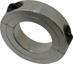 Climax Metal Products - 1-3/16" Bore, Aluminum, Two Piece Two Piece Split Shaft Collar - 2-1/16" Outside Diam, 1/2" Wide - Apex Tool & Supply