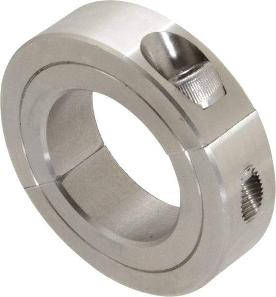 Climax Metal Products - 1-5/16" Bore, Stainless Steel, Two Piece Two Piece Split Shaft Collar - 2-1/4" Outside Diam, 9/16" Wide - Apex Tool & Supply