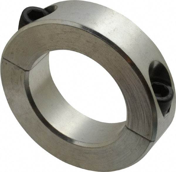 Climax Metal Products - 1-5/8" Bore, Aluminum, Two Piece Two Piece Split Shaft Collar - 2-5/8" Outside Diam, 11/16" Wide - Apex Tool & Supply