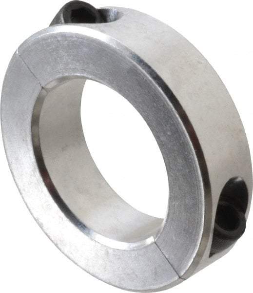 Climax Metal Products - 1-11/16" Bore, Aluminum, Two Piece Two Piece Split Shaft Collar - 2-3/4" Outside Diam, 11/16" Wide - Apex Tool & Supply