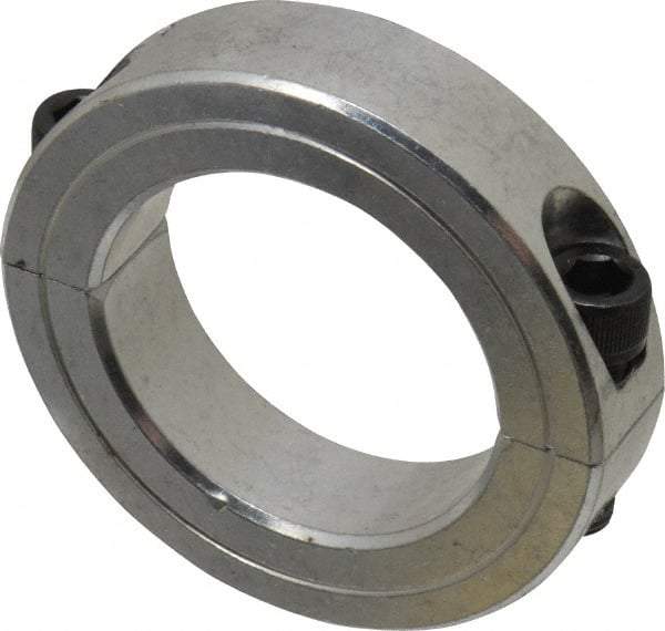 Climax Metal Products - 1-7/8" Bore, Aluminum, Two Piece Two Piece Split Shaft Collar - 2-7/8" Outside Diam, 11/16" Wide - Apex Tool & Supply