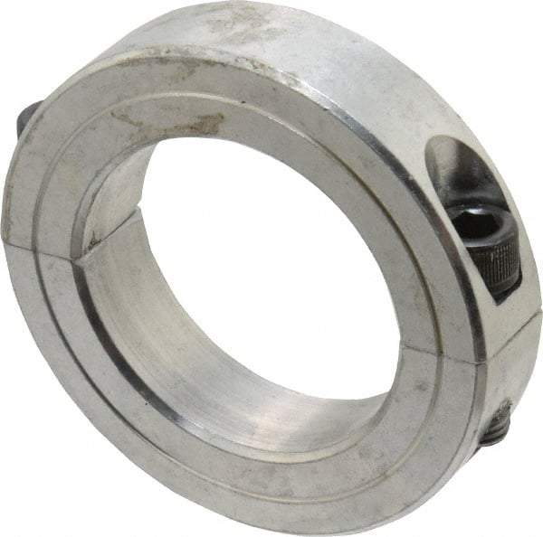 Climax Metal Products - 1-15/16" Bore, Aluminum, Two Piece Two Piece Split Shaft Collar - 3" Outside Diam, 11/16" Wide - Apex Tool & Supply