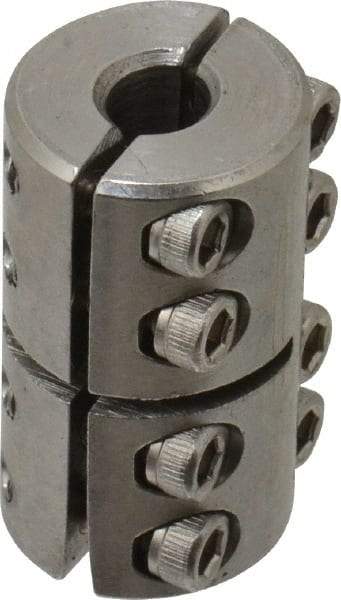 Climax Metal Products - 1/4" Inside x 5/8" Outside Diam, Two Piece Rigid Coupling without Keyway - 1" Long - Apex Tool & Supply