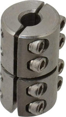 Climax Metal Products - 1/4" Inside x 5/8" Outside Diam, Two Piece Rigid Coupling without Keyway - 1" Long - Apex Tool & Supply