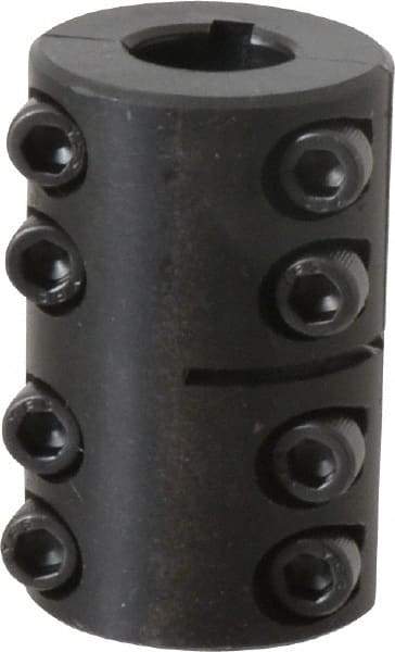 Climax Metal Products - 1/2" Inside x 1-1/8" Outside Diam, Two Piece Rigid Coupling with Keyway - 1-3/4" Long x 1/8" Keyway Width x 1/16" Keyway Depth - Apex Tool & Supply