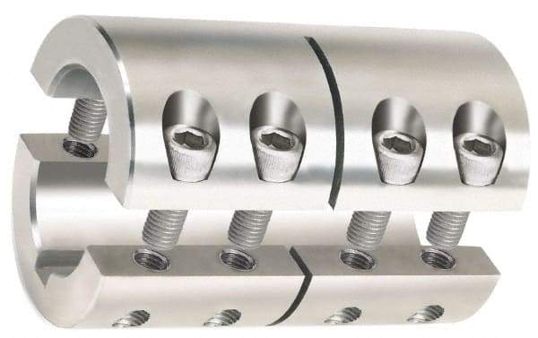 Climax Metal Products - 1/2" Inside x 1-1/8" Outside Diam, Two Piece Rigid Coupling with Keyway - 1-3/4" Long x 1/8" Keyway Width x 1/16" Keyway Depth - Apex Tool & Supply