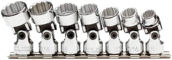 Proto - 7 Piece 3/8" Drive Standard Socket Set - 12 Points, 3/8 to 3/4", Inch Measurement Standard - Apex Tool & Supply
