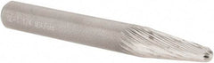 M.A. Ford - 1/4" Cut Diam, 1/4" Shank Diam, Taper Head Single Cut Burr - Carbide, Radius End, 5/8" LOC, 2" OAL - Apex Tool & Supply