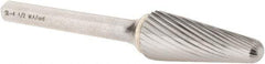 M.A. Ford - 1/2" Cut Diam, 1/4" Shank Diam, Taper Head Single Cut Burr - Carbide, Radius End, 1-3/16" LOC, 3-1/4" OAL - Apex Tool & Supply