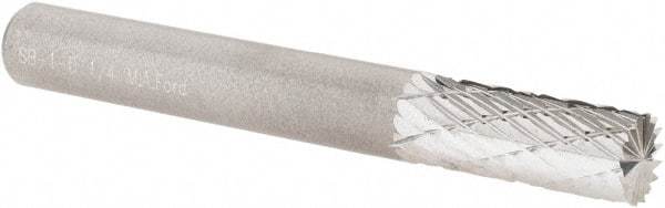 M.A. Ford - 1/4" Cut Diam, 1/4" Shank Diam, Cylinder with End Cut Head Double Cut Burr - Carbide, End Cut End, 5/8" LOC, 2" OAL - Apex Tool & Supply