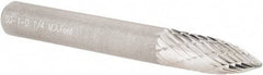 M.A. Ford - 1/4" Cut Diam, 1/4" Shank Diam, Tree Head Double Cut Burr - Carbide, Point End, 5/8" LOC, 2" OAL - Apex Tool & Supply