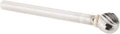 M.A. Ford - 1/4" Cut Diam, 1/8" Shank Diam, Ball Head Single Cut Burr - Carbide, Radius End, 7/32" LOC, 1-23/32" OAL - Apex Tool & Supply