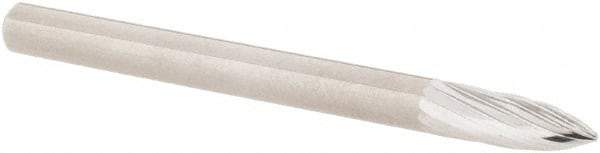 M.A. Ford - 1/8" Cut Diam, 1/8" Shank Diam, Tree Head Single Cut Burr - Carbide, Point End, 3/8" LOC, 1-1/2" OAL - Apex Tool & Supply