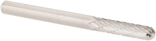 M.A. Ford - 1/8" Cut Diam, 1/8" Shank Diam, Cylinder with Radius Head Double Cut Burr - Carbide, Radius End, 9/16" LOC, 1-1/2" OAL - Apex Tool & Supply