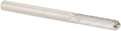 M.A. Ford - 1/8" Cut Diam, 1/8" Shank Diam, Cylinder with Radius Head Double Cut Burr - Carbide, Radius End, 9/16" LOC, 1-1/2" OAL - Apex Tool & Supply