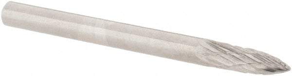 M.A. Ford - 1/8" Cut Diam, 1/8" Shank Diam, Tree Head Double Cut Burr - Carbide, Point End, 3/8" LOC, 1-1/2" OAL - Apex Tool & Supply
