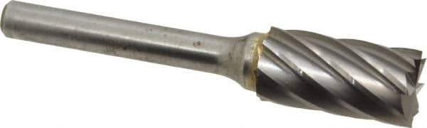 M.A. Ford - 1/2" Cut Diam, 1/4" Shank Diam, Cylinder with End Cut Head Single Cut Burr - Carbide, End Cut End, 1" LOC, 3" OAL - Apex Tool & Supply