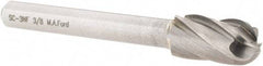 M.A. Ford - 3/8" Cut Diam, 1/4" Shank Diam, Cylinder with Radius Head Single Cut Burr - Carbide, Radius End, 3/4" LOC, 2-3/4" OAL - Apex Tool & Supply