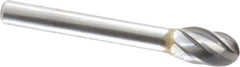 M.A. Ford - 3/8" Cut Diam, 1/4" Shank Diam, Oval Head Single Cut Burr - Carbide, Radius End, 5/8" LOC, 2-5/8" OAL - Apex Tool & Supply