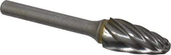 M.A. Ford - 1/2" Cut Diam, 1/4" Shank Diam, Tree with Radius Head Single Cut Burr - Carbide, Radius End, 1" LOC, 3" OAL - Apex Tool & Supply