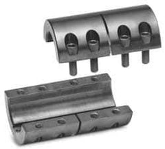 Climax Metal Products - 15mm Inside x 34mm Outside Diam, Metric Two Piece Clamping Rigid Coupling with Keyway - 50mm Long x 5mm Keyway Width x 2.3mm Keyway Depth - Apex Tool & Supply